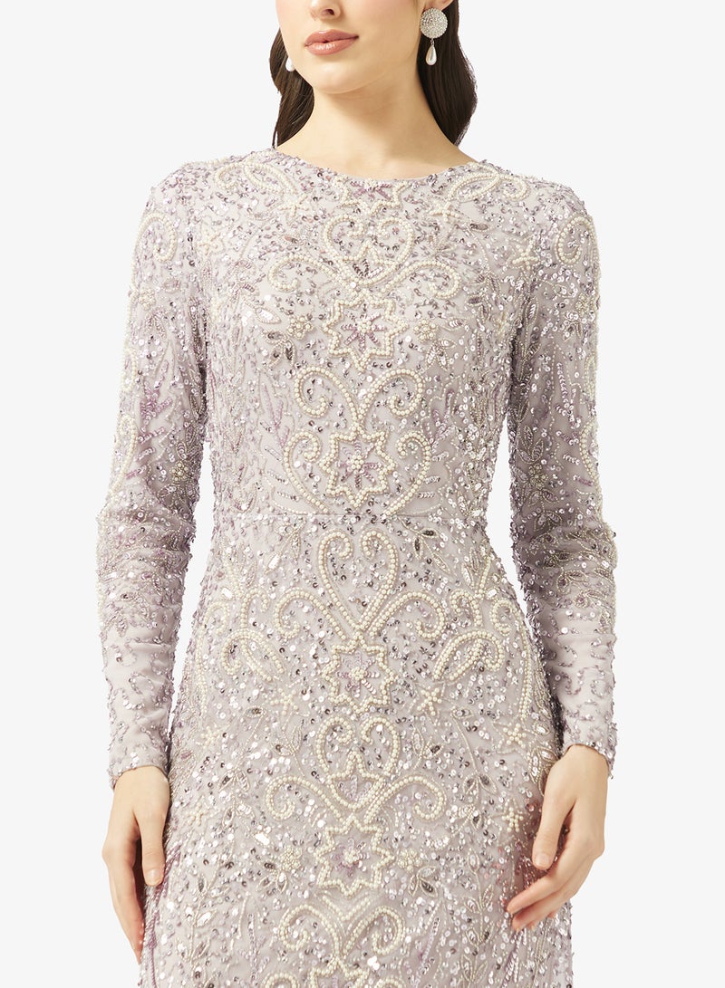 MARYISA Boat Neck  Sequin Maxi Dress - Image 3